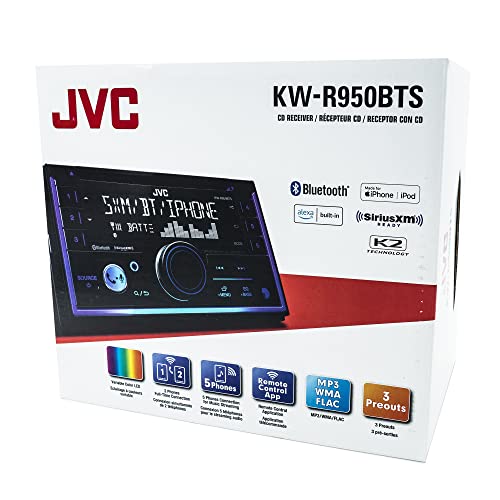 JVC KW-R950BTS Bluetooth Car Stereo Receiver with USB Port – LCD Display - AM/FM Radio - MP3 Player - Double DIN – 13-Band EQ (Black) JVC KW-R950BTS Bluetooth Car Stereo Receiver with USB Port – LCD Display - AM/FM Radio - MP3 Player - Double DIN – 13-Band EQ (Black)
